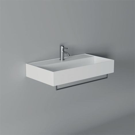 Lavabo Hide sospeso cm. 80x45 rettangolare in ceramica bianco di