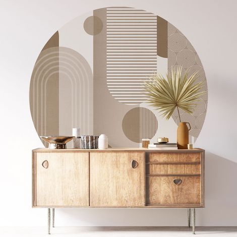 Sticker mural rond / cercle - Motif géométrique - Diamètre 30 cm - Adhésif MAT (1/3)