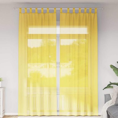 Voile Vorhänge mit Schlaufen 2 Stk. Gelb 140x260 cm