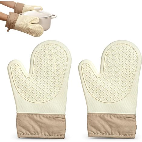 Lot de 2 Gants de Cuisine Silicone Antidérapante, Accessoires de Cuisine, Résistant à la Chaleur jusqu'à 230 °C, Gants de Cuisine Antidérapants pour Grillades, Cuisine, Four, Micro-Ondes (1/5)