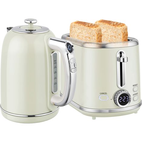 Polished Retro 40-100°C Kettle and Toaster Set - Grey (1/5)