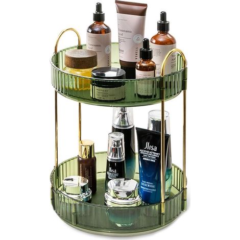 Organisateur de maquillage rotatif à 360° pour coiffeuse, grand format, rangement pour,coiffeuse, à poser sur le comptoir,Vert (1/5)