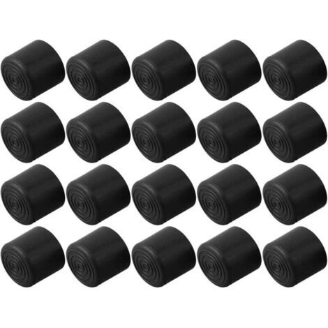 Lot de 20 embouts de chaise en caoutchouc pour pieds de table de sol, évite les rayures, matériau PVC noir (22 mm)