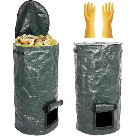 2 sacchi per compost – Compostiera in PE ecologica a biofermentazione, sacchi per rifiuti da giardino e cucina, con guanto (2 pezzi, 45 x 80 cm) (1/5)