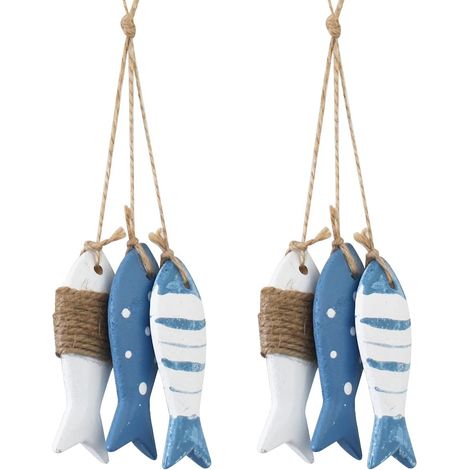 Décoration Maritime Bois Poissons Bois Pendentif en Forme Poisson en Bois Décoration (2) (1/4)