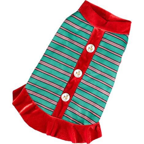 Robe De Noël Pour Chien - Costume Rayé En Tissu Doux - Convient Aux Chiens Et Chats De Taille S À L - 1 Pièce (1/5)