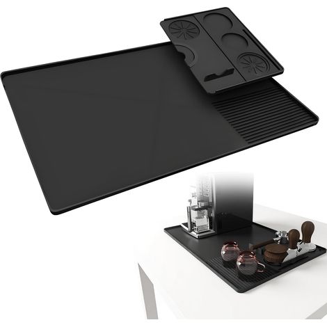 Tapis en silicone 40 x 60 cm pour machine à café avec tapis de tamping séparable, accessoire pour machine à café à bord bombé, accessoires pour café Luxe (1/5)