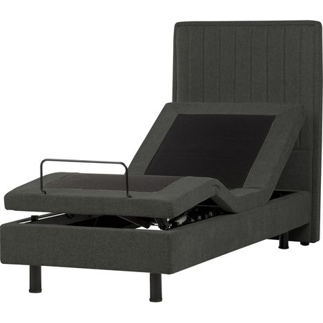 Cama articulada eléctrica moderna mando a distancia ajustable tapicería de tela gris oscuro 80 x 200 cm Duke II