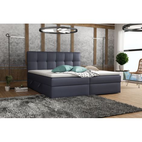 Boxspringbett Schlafzimmerbett ARTURO 160x200cm Kunstleder Soft Anthrazit (1/2)