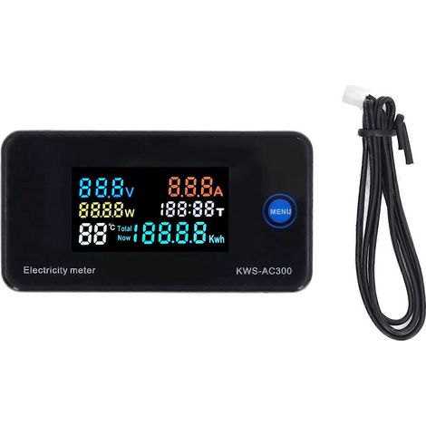 Wechselstrom-Voltmeter/Amperemeter AC 50–300 V, 0–20 A, LCD-HD-Anzeige, Strom- und Spannungsmesser mit integrierter Induktionsmessung