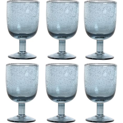 Copa Set 6 Cristal 8X8X14 300Ml Burbujas Azul (1/4)