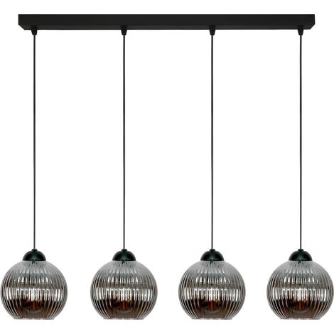 Lámpara de techo colgante negra con pantalla de cristal grafito, esfera 15-051