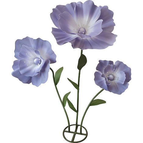 Amapola artificial 3D de gran tamaño con bolsitas de polen de espuma (color lila) para decoración de bodas y eventos.