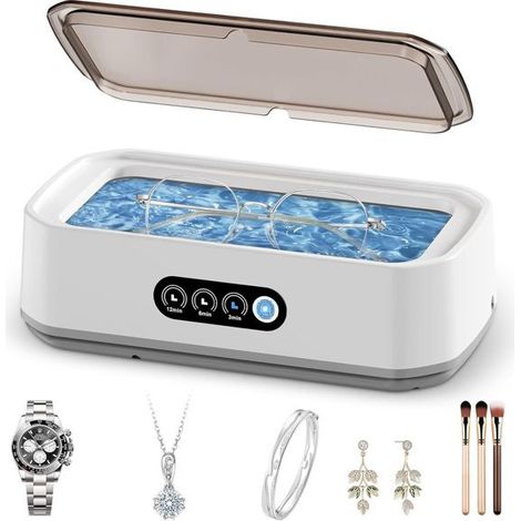 Nettoyeur ultrasons 650 ml – Pour bijoux, montres, argent – Blanc – Nettoyage professionnel (1/5)