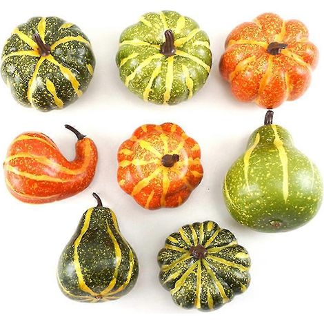 6/8/12 pièces citrouilles artificielles accessoires de récolte maison décoration Halloween Thanksgiving (1/5)