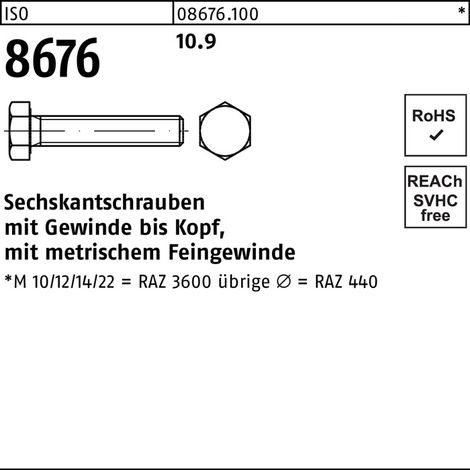Sechskantschraube ISO 8676 VG M24x1,5x130 10.9 10 Stück