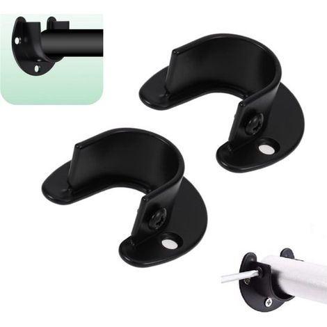 Support en 2 parties support de tringle à vêtements support de fixation pour tube courbé support pour armoire (noir, 4,95,5 cm) (1/5)