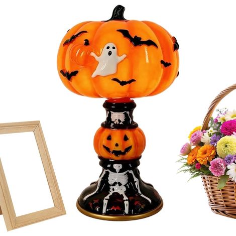 Design citrouille – Lampe d'Halloween, décoration gothique en résine, lampe Lampe de table d'Halloween, motif citrouille, ma(L028) (1/5)