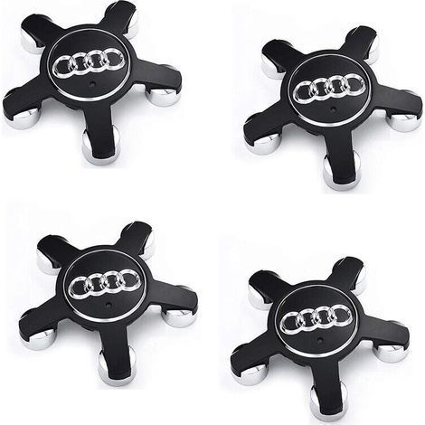 Set di 4 coprimozzi con emblema per cerchi 4f0601165 N, per cerchi da 135 mm per Audi (neri) (1/5)