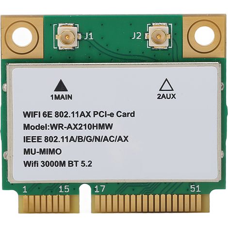 Carte Réseau Sans Fil - WiFi 6E Tri-Bande 2,4 GHz / 5 GHz / 6 GHz - Mini PCIE - Pour Ordinateur Portable - 1 Pièce (1/5)