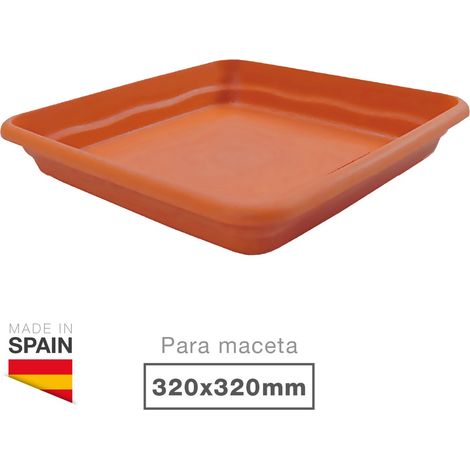 Plato para maceta cuadrada modelo "Terra" 320mm Marrón (1/2)