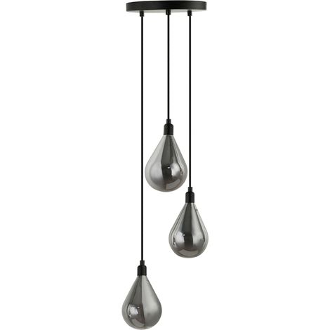 HOME DELUXE Lampada a sospensione in vetro CELIA Grigio Fumé - 3 luci