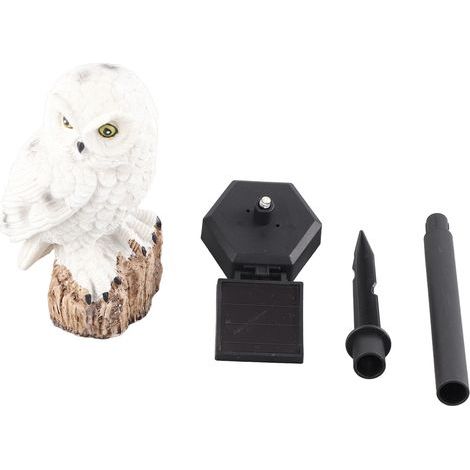 Lampe décorative de jardin étanche en forme de hibou de lumière de paysage d'insertion de sol solaire extérieure blanche (1/5)