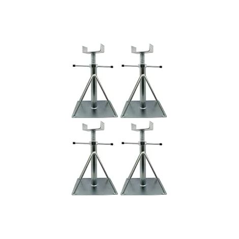 Lot de 4 vérins galvanisés réglables pour mobil-home 270-400 mm support de nivellement et de stabilisation