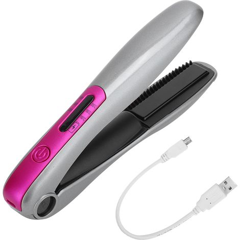 Curler Et Lisseur Electrique Portable - Rechargeable USB - Température Réglable 160 180 200 ℃ - Pour Cheveux - 1 Pièce (1/5)