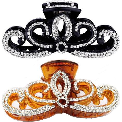 Due fermagli per capelli a forma di loto con strass, da donna, fermagli a pinza grandi per capelli più spessi, accessori per capelli con strass, fermagli a pinza, fermagli per capelli con diamanti e c
