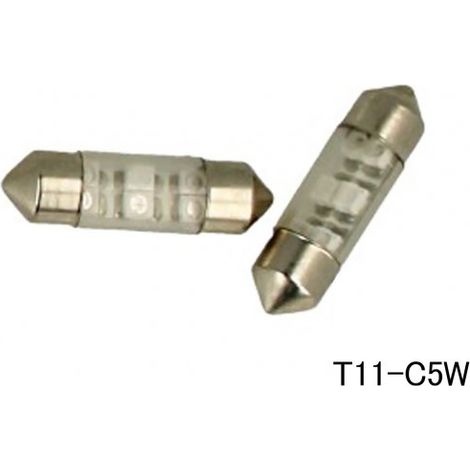 Coppia 2 Lampade Led T11 C5W Siluro 31mm Con 6 Smd 3528 Colore Verde 12V 1W
