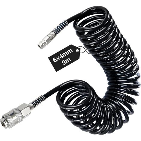 Air Compressor Hose 9 m, Model Made of PU Black (1/5)