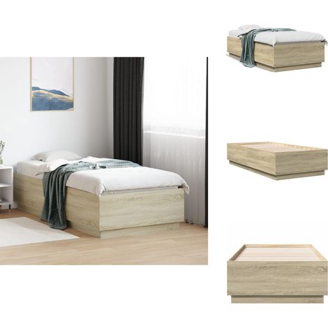 Cadre de lit sans matelas chêne sonoma 90x190 cm - Cadre De Lit - Lit Double - Lit En Bois - Meuble Chambre - Literie (1/5)