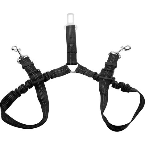 Ceinture de sécurité double pour chien, réglable 2 en 1 avec tampon élastique anti-choc, appuie-tête de voiture anti-nœuds, clip de ceinture de sécurité réfléchissant robuste pour animaux de compagnie (1/5)