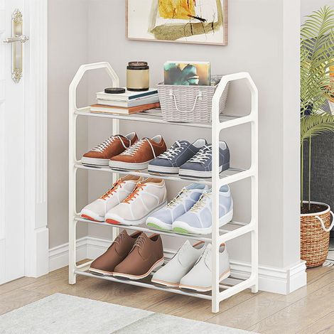 Porte-chaussures - 4 Niveaux - Acier Inoxydable et Polypropylène - 50 x 42 x 18 cm - Pour Entrée, Chambre, Placard ou Chambre d'Étudiant - 1 Pièce (1/5)