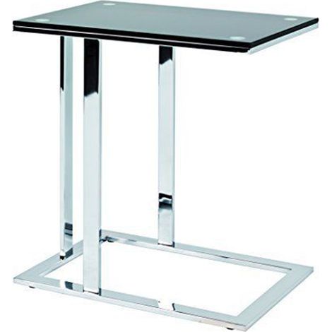 Table d'appoint en acier et verre trempé coloris noir - Dim : L54 x P37 x H58 cm -PEGANE -