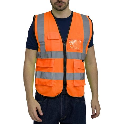 Gilet de sécurité haute visibilité orange avec poches, taille XXL (1/5)