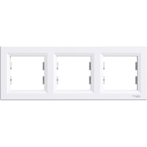 Schneider Electric – Plaque Schneider pour 3 éléments – EPH5800321 – Blanc – Finition lisse – Installation horizontale ou verticale