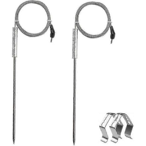 Lot de 2 sondes de rechange pour thermomètres de barbecue, compatibles avec les modèles TP20/TP17/TP16/TP08S/TP07/TP06, incluant 2 supports pour sondes. (1/3)