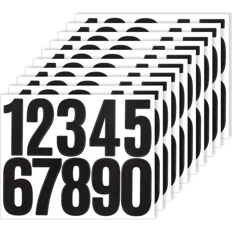 Autocollants chiffres - 12 feuilles - Set d'autocollants - Autocollants boîte aux lettres - Police standard - Convient pour les boîtes aux lettres, les panneaux et les numéros de maison - 2922cm - Noi (1/5)