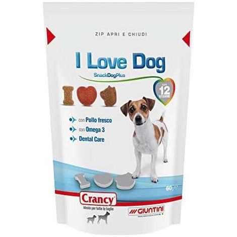 Crancy Snack per Cani I Love Dog Pollo 60g Gusto Misto per Cuccioli