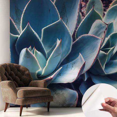 Selbstklebend Tapete - abwaschbar - Raumgestaltung Schlafzimmer Wohnzimmer Tapete Grüne Aloe 250x250 cm (1/5)