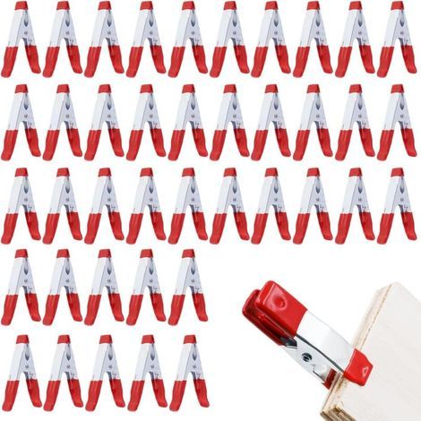 Lot de 40 clips à ressort métalliques, 5 cm, en métal, pour bois et métal, pour une utilisation pratique en entretien, réparation et bricolage.-AquaForge (1/5)
