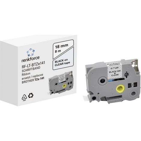 Renkforce RF-LT-BTZe141 Compatibile sostituisce Brother TZe-141 18 mm Colore Nastro: Trasparente Colore carattere: Nero (1/2)