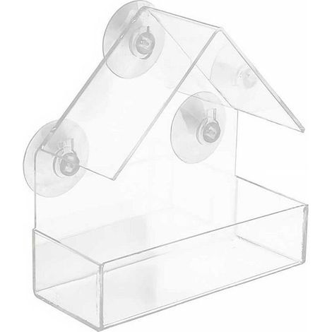 Mangeoire transparente pour oiseaux, 15615cm, à fixer sur une fenêtre, mangeoire à ventouse, adaptée aux jardins et à une utilisation en extérieur. (1/5)