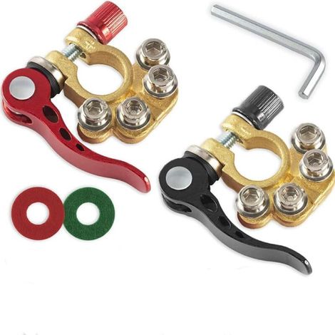 1 Paire de Clips de Batterie 12V Clips à Dégagement Rapide pour Voiture avec Rondelle à Clé Hexagonale, Compatible SAE/JIS Type A