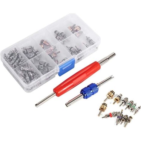 Kit di valvole per aria condizionata per auto, 102 pezzi, kit di strumenti per valvole per aria condizionata per refrigerazione e condizionamento dell'auto A/C R134A/R12 (1/3)