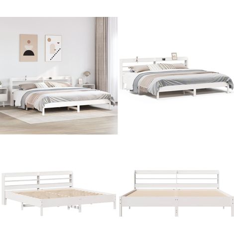 vidaXL Cadre de lit sans matelas blanc 200x200 cm bois massif de pin (1/5)