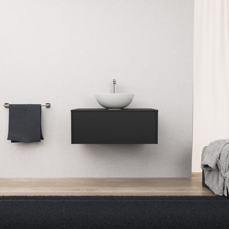 Inda - Mobile bagno L.80 con lavabo in appoggio / Nero opaco 1