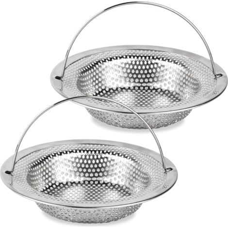 HONORNIC - Lot de 2 crépines d'évier, 11 cm, en acier inoxydable avec poignée, bouchon universel.